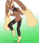 anthro areola biped black_sclera breasts brown_body female generation_4_pokemon genitals hi_res looking_down lopunny mega_evolution mega_lopunny nintendo nipples on_one_leg pokemon pokemon_(species) pussy red_eyes sealer4258 shadow simple_background small_breasts solo standing 