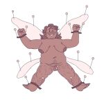  arms_tied balls blush bodily_fluids body_hair bound cum facial_hair fairy genital_fluids genitals godshaper humanoid insect_wings leg_hair legs_tied male martin_blackwood moobs not_furry nude overweight overweight_male penis pubes smile solo the_magnus_archives winged_humanoid wings 