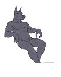  abs absurd_res anthro anubian_jackal biceps canid canine canis fur hi_res humanoid jackal le league_of_legends male mammal muscular muscular_anthro muscular_male nasus_(lol) pecs riot_games simple_background wamwam 