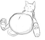  absurd_res ambiguous_gender anthro belly cat_tail felid feline hi_res mammal navel paws sketch solo unknown_artist vore 