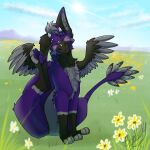  brynhusky dutch_angel_dragon feathers feral hi_res horn male parrybow solo 