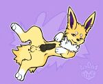  2023 animal_genitalia animal_penis anus balls bedroom_eyes canine_genitalia canine_penis digital_media_(artwork) ear_piercing ear_ring eeveelution feral fur generation_1_pokemon genital_piercing genitals half-closed_eyes hi_res jolteon knot looking_at_viewer lorum_piercing lying lying_on_ground male multicolored_body multicolored_ears multicolored_fur narrowed_eyes neck_tuft nintendo on_back on_ground penis piercing pokemon pokemon_(species) presenting presenting_penis princefiend purple_background purple_eyes ring_piercing seductive sheath simple_background solo tail tuft two_tone_ears two_tone_tail white_body white_fur white_neck_tuft white_tail white_tuft yellow_body yellow_ears yellow_fur 