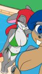  animated bikini bouncing_breasts breasts buckteeth cleavage clothed clothing creatiffy hi_res mammal mouse murid murine rodent side-tie_bikini string_bikini swimwear teeth 