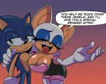  anthro bat big_breasts boots breasts cleavage clothed clothing duo eulipotyphlan fangs female footwear glistening glistening_body hand_around_neck hedgehog hi_res leaning_on_another legwear looking_away male mammal mobian_monster muscular_legs nipple_slip open_mouth rouge_the_bat sega sonic_the_hedgehog sonic_the_hedgehog_(series) spats talking_to_another teeth thigh_boots thigh_highs 