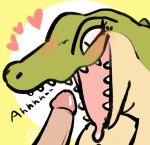  &lt;3 ambiguous_gender anthro blush bodily_fluids crocodilian drooling dubindore duo erection excited genital_danger_play genitals green_body green_scales headshot_portrait humanoid_genitalia humanoid_penis imminent_fellatio male open_mouth penis portrait reptile saliva scales scalie smile 