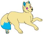  2012 aliasing alpha_channel ambiguous_gender black_nose blue_body blue_fur blue_inner_ear blue_pawpads bluekyokitty canid canine digital_drawing_(artwork) digital_media_(artwork) digitigrade eyebrows feral flat_colors full-length_portrait fur head_tuft low_res mammal pawpads paws pink_eyes portrait sebdoggo simple_background smile solo tail transparent_background tuft yellow_body yellow_fur 