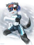  absurd_res akino-kamihara anthro blizzard_(disambiguation) bulge canid canine canis clothing dogsled_club domestic_dog eyewear goggles hi_res looking_at_viewer male mammal muscular muscular_male running solo taki_kurokawa tracksuit 