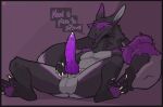  alternate_species anthro balls bedroom_eyes bodily_fluids claws dialogue erection feet genital_fluids genitals hi_res knot licking licking_lips looking_at_viewer lying male narrowed_eyes nude obsidian_(lotusgoatess) on_back penis precum presenting presenting_penis psychorodent purple_penis purple_tongue red_eyes seductive sergal solo speech_bubble spread_legs spreading talking_to_viewer tongue tongue_out 