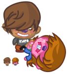  absurd_res anthro bangs beaver bodily_fluids bottomwear brown_body brown_hair buckteeth chibi clothed clothing cubtoothdecay cum cum_on_face duo dustbin_beaver footwear frottage frown genital_fluids genitals hair hair_over_eyes handjob hi_res male male/male mammal moshi_monsters moshling on_model open_mouth pants penile penis pink_body purple_nose rodent sex shirt shoes teeth text text_on_clothing text_on_shirt text_on_topwear toony toothy_grin topwear vein veiny_penis zack_binspin 