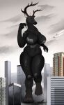  2022 4_toes 5_fingers absurd_res aircraft airplane alien angry angry_expression annoyed annoyed_expression anthro antlers artist_name big_breasts big_butt black_body black_claws black_clothing black_fur black_gloves black_handwear black_nose breasts building butt car cervine city city_background cityscape claws clothing cloud cloudy colored crush deer destruction detailed_background digital_drawing_(artwork) digital_media_(artwork) elves&#039;ta_(taylornoir) extreme_size_difference feet female fingers foot_crush full-length_portrait fur gloves green_eyes handwear hi_res holding_object horn human jet knee_pads larger_anthro larger_female macro mammal metal_bra micro military pawpads paws portrait shaded signature size_difference sky skyscraper smaller_human solo spacesuit stomping taylornoir thick_thighs toes vehicle walking 