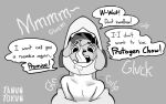  ambiguous_gender anthro anthro_pred begging black_and_white bodily_fluids bulge bullying canid canine canis detailed_bulge dialogue digital_drawing_(artwork) digital_media_(artwork) domestic_dog dripping duo english_text forced machine mammal monochrome open_mouth oral_vore protogen saliva saliva_drip saliva_on_face saliva_string same_size_vore signature simple_background speech_bubble tanuntoxun text tongue tongue_out unwilling_prey unwilling_vore vore 