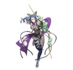  1girl blue_hair bow_(weapon) breasts brown_eyes cleavage cozy fire_emblem fire_emblem_fates fire_emblem_heroes full_body holding holding_bow_(weapon) holding_weapon large_breasts looking_to_the_side ninja official_art reina_(fire_emblem) reina_(ninja)_(fire_emblem) sandals short_hair shuriken_hair_ornament weapon 