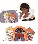  3boys blonde_hair brown_hair bunet_(fire_emblem) chibi circlet dark-skinned_male dark_skin earmuffs fire_emblem fire_emblem_engage fogado_(fire_emblem) fur_trim highres jewelry male_focus multiple_boys necklace oda32t orange_hair pandreo_(fire_emblem) scarf short_hair white_background 