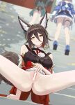  3girls exhibitionism highres honkai:_star_rail honkai_(series) liangfen march_7th_(honkai:_star_rail) multiple_girls public_indecency qingque_(honkai:_star_rail) tingyun_(honkai:_star_rail) 