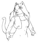  2016 anthro breasts clothed clothing danellz domestic_cat dress felid feline felis female hair jacket mammal navel_outline sketch topwear traditional_media_(artwork) unfinished 