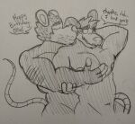  2023 anthro biceps biped birthday demonickel didelphid duo embrace father father_and_child father_and_son fur graphite_(artwork) hair hi_res hug hugging_from_behind i_love_you incest_(lore) lorenzo_(bowserboy101) male male/male mammal marsupial muscular muscular_anthro muscular_male navel nipples nude oliver_(bowserboy101) open_mouth open_smile parent parent_and_child pecs pencil_(artwork) smile son speech_bubble tail talking_to_another talking_to_partner traditional_media_(artwork) 