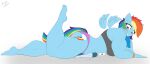  2023 5_toes abs absurd_res anthro anthrofied astrum_(artist) athletic athletic_anthro athletic_female biceps blue_body blue_feathers blue_fur bra breasts clothing crush cutie_mark digital_media_(artwork) equid equine feathers feet female friendship_is_magic fur hair hasbro hi_res humanoid_feet inner_ear_fluff larger_female male mammal multicolored_hair multicolored_tail muscular muscular_anthro muscular_female my_little_pony panties pegasus pink_clothing pink_eyes pink_panties pink_underwear plantigrade rainbow_dash_(mlp) rainbow_hair rainbow_tail simple_background size_difference smaller_male soarin_(mlp) sports_bra tail thick_thighs toes tuft underwear white_background wide_eyed wings wonderbolts_(mlp) 