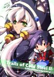  1girl akane_kazami altina_orion anniversary bell black_hair black_hoodie dated doll double-parted_bangs eiyuu_densetsu english_text green_eyes hair_between_eyes highres hood hood_up hoodie jingle_bell long_hair looking_at_viewer rean_schwarzer sen_no_kiseki sen_no_kiseki_ii signature simple_background stuffed_toy swept_bangs white_background white_hair 