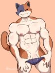  2022 abs absurd_res anthro areola artist_name athletic athletic_anthro athletic_male balls baxter7020 biceps calico_cat clothed clothing digital_drawing_(artwork) digital_media_(artwork) domestic_cat epic_games eyes_closed felid feline felis fingers flaccid fortnite fur genitals grey_body grey_fur hi_res long_tail male mammal meowscles mostly_nude muscular muscular_anthro muscular_male navel nipples orange_body orange_fur pecs penis signature simple_background smile solo speedo speedo_down speedo_only swimwear tail tan_background topless undressing white_body white_fur 