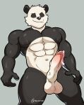  2023 abs absurd_res anthro areola balls baxter7020 bear beastars biceps big_penis biped black_body black_eyes black_fur bodily_fluids digital_media_(artwork) erection eyebrows fur genital_fluids genitals giant_panda glans gouhin_(beastars) grey_background hi_res humanoid_genitalia humanoid_penis male mammal muscular muscular_anthro muscular_male navel nipples nude pecs penis precum simple_background smile solo standing vein veiny_penis white_body white_fur 