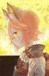  1girl absurdres animal_ears blurry blurry_background blush closed_mouth day evermind hair_between_eyes highres japanese_clothes kimono looking_at_viewer outdoors senko_(sewayaki_kitsune_no_senko-san) sewayaki_kitsune_no_senko-san short_hair solo 