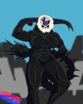  1_eye abs anthro big_breasts big_butt black_body bone breasts butt elden_ring fallingstar_beast female flexing fromsoftware hand_on_hip huge_breasts huge_butt muscular muscular_female sidewaysmirror skull solo solo_focus spikes tagme tail 