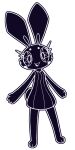  alpha_channel anthro black_and_white black_body breasts chibi clothed clothing dress female full-length_portrait knaxley lagomorph leporid long_ears looking_at_viewer mammal medium_breasts monochrome open_mouth paws portrait rabbit simple_background solo transparent_background vib-ribbon vibri 