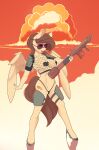  absurd_res anthro bethesda_softworks chapaevv clothing digital_media_(artwork) equid equine explosion fallout fallout_equestria fan_character female hair hasbro hi_res holding_object mammal my_little_pony nipple_tape open_mouth pasties pegasus ranged_weapon rocket_launcher smile solo solo_focus sourdough_(oc) standing tape thong underwear weapon wings 