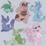  anthro bottomless bottomless_male breasts cairo_(greenlinzerd) clothed clothing eeveelution feathered_wings feathers female flat_chested generation_2_pokemon generation_4_pokemon generation_5_pokemon girly greenlinzerd group hoodie insect_wings kansas_(greenlinzerd) leafeon lepidopteran_wings male muscular muscular_female navel nintendo pokemon pokemon_(species) sandile tomboy topwear totodile wings 