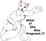  anthro belly blue_eyes breasts danellz domestic_cat english_text featureless_breasts felid feline felis female fur heterochromia mammal open_mouth pregnant pregnant_female solo text white_body white_fur yellow_eyes yuki_(character) 