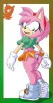  absurd_res accessory amy_rose anthro big_butt bodily_fluids bottomwear butt classic_amy_rose classic_sonic_(universe) clothed clothing erect_nipples eulipotyphlan female fur gloves handwear headband hedgehog hi_res logo looking_back mammal meyk mobian_hedgehog nipples pink_body pink_fur sega signature solo solo_focus sonic_the_hedgehog_(series) sweat sweatdrop tight_bottomwear tight_clothing upskirt worried 