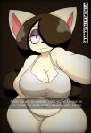  anthro big_breasts black_hair breasts canid canine canis clothing domestic_dog female hair hi_res lilith_(thedeathcrow05) mammal one_eye_obstructed selfie shirt solo spanish_text text thedeathcrow05 thick_thighs topwear underwear yellow_body 
