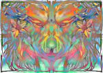  accessory ambiguous_gender bright_colors executableabby eyestrain flower flower_in_hair flowing_hair hair hair_accessory hi_res neon plant psychedelic solo symmetry 
