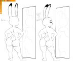  absurd_res anthro butt disney ears_up female hi_res judy_hopps lagomorph leporid looking_at_viewer looking_back mammal mirror nude presenting presenting_hindquarters rabbit solo spoof_(artist) tail zootopia 