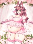  absurd_res animal_humanoid belly big_belly big_breasts blush breasts brown_hair cakecatboy cleavage clothed clothing female green_eyes hair hand_behind_head hi_res huge_breasts huge_thighs humanoid lagomorph lagomorph_humanoid leporid_humanoid mammal mammal_humanoid navel overweight overweight_female overweight_humanoid rabbit_humanoid smile solo standing thick_thighs unknown_character 