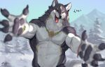  anthro canid canine canis claws fur male mammal muscular muscular_anthro muscular_male pawpads paws pecs solo wolf zephyxus 
