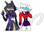  anthro bodily_fluids canid canine canis cat_(stu) domestic_cat domestic_dog duo felid feline felis female female/female hand_holding lube mammal oriana_thaffer stu_(artist) sweat 