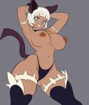  absurd_res animal_humanoid bell bell_collar big_breasts breasts clothed clothed/nude clothing collar collar_only darioriz ears_up female hi_res humanoid mammal mammal_humanoid nadia_fortune nude pinup pose skullgirls smile solo tail 