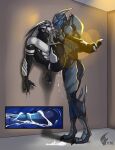  absurd_res alien anthro bodily_fluids celius_acillion cum duo genital_fluids hi_res kissing male male/male mass_effect neonyx penetration penetration_close-up slit slit_play suspended_sex suspended_via_penetration suspension thedax_(character) turian 