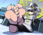  2022 5_toes absurd_res animal_humanoid breasts cephalopod cephalopod_humanoid clothing day ear_piercing ear_ring feet female foot_focus hi_res humanoid humanoid_feet humanoid_pointy_ears inkling light_body light_skin marie_(splatoon) marine marine_humanoid mollusk mollusk_humanoid mostlyfunstuff nintendo piercing plantigrade pseudo_hair ring_piercing signature sitting smile soles solo splatoon suction_cup tentacle_hair tentacles toes umbrella water 