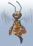  2022 absurd_res antennae_(anatomy) anthro arthropod bee breasts female flying food front_view full-length_portrait genitals hi_res honey_(food) hymenopteran insect long_tongue machine mootsider nude portrait pussy robot solo tongue tongue_out 