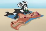  anthro beach bikini breasts cetacean clothing collar dolphin dragon duo female female/female fish mammal marine oceanic_dolphin orca seaside sesh_syrish shark swimwear toothed_whale toradoshi towel 