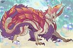  butt capcom claws digital_media_(artwork) feral hi_res horn leonifa leviathan_(mh) looking_at_viewer mizutsune monster_hunter open_mouth scales scalie simple_background solo tail white_body 