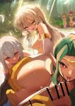  5girls absurdres bar_censor blonde_hair breasts censored commission completely_nude duel_monster green_hair grey_eyes harem harpie_dancer harpie_lady harpie_lady_1 harpie_lady_2 harpie_oracle harpie_queen harpy highres large_breasts long_hair monster_girl multiple_girls nude penis pixiv_commission ponytail precum red_eyes red_hair ro_g_(oowack) tongue tongue_out white_hair winged_arms wings yellow_eyes yu-gi-oh! 