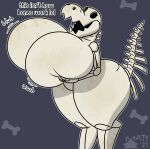  2021 absurd_res animated_skeleton anthro backbend big_breasts big_butt bone breast_squish breasts butt cracked curvy_figure dinosaur english_text featureless_breasts female hi_res holding_breast huge_breasts hyper hyper_breasts mattthetooncat open_mouth reptile scalie signature simple_background skeleton solo sound_effects squish standing tail text theropod tyrannosaurid tyrannosaurus tyrannosaurus_rex undead wide_hips 
