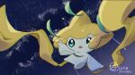 1other arm_up artist_name blue_eyes blue_sky blurry colored_skin commentary_request crying depth_of_field full_body jirachi meteor_shower open_mouth other_focus pokemon pokemon_(creature) sad signature sky solo sora_(sorakuuhaku) star_(sky) star_(symbol) star_in_eye starry_sky symbol_in_eye tears twitter_username white_skin 