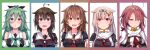  5girls ahoge asymmetrical_bangs bad_source baileys_(tranquillity650) black_hair black_ribbon black_serafuku blonde_hair blue_eyes braid collared_shirt elbow_gloves fang fingerless_gloves gloves green_eyes green_hair green_neckerchief hair_between_eyes hair_flaps hair_ornament hair_over_shoulder hair_ribbon hairband hairclip heart heart_ahoge kantai_collection kawakaze_(kancolle) kawakaze_kai_ni_(kancolle) long_hair looking_at_viewer low_twintails multiple_girls neckerchief parted_bangs ponytail red_eyes red_hair red_hairband red_neckerchief ribbon sailor_collar scarf school_uniform serafuku shigure_(kancolle) shigure_kai_ni_(kancolle) shiratsuyu_(kancolle) shiratsuyu_kai_ni_(kancolle) shirt sidelocks skin_fang sleeveless sleeveless_shirt twintails upper_body whistle whistle_around_neck white_sailor_collar white_scarf yamakaze_(kancolle) yuudachi_(kancolle) 