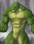  abs anthro batman_(series) biceps big_muscles biped chibikoma countershade_scales countershading dc_comics digital_drawing_(artwork) digital_media_(artwork) featureless_crotch green_body green_scales hi_res killer_croc male muscular muscular_anthro muscular_male nude pecs portrait reptile scales scalie scar sharp_teeth solo teeth three-quarter_portrait yellow_eyes 