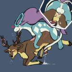  3d_(artwork) anal anal_penetration animal_genitalia animal_penis antlers anus balls blush bodily_fluids brown_body butt canid canine canine_genitalia canine_penis canis cum cum_inside deer digital_media_(artwork) duo erection feral fur generation_2_pokemon generation_5_pokemon genital_fluids genitals hi_res hooves horn knot legendary_pokemon male male/male male_penetrated male_penetrating male_penetrating_male mammal nintendo open_mouth penetration penile penis pokemon pokemon_(species) reach_around red_eyes sawsbuck sex simple_background size_difference small_dom_big_sub smile suicune thiccc tongue white_body white_fur 