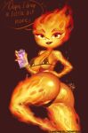  absurd_res big_breasts big_butt bikini breasts butt clothing elemental_(pixar) elemental_creature ember_lumen female fire fire_creature hi_res humanoid linorgoldenfish looking_at_viewer not_furry open_mouth open_smile simple_background smile solo swimwear 